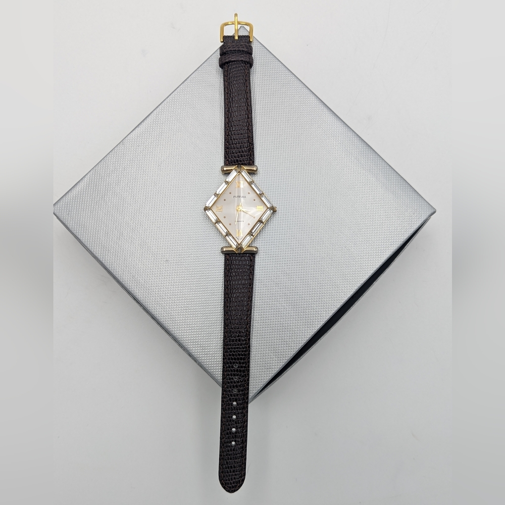Futura Beveled Watch Crystal deBeer Europa Band Brown Vintage 80's